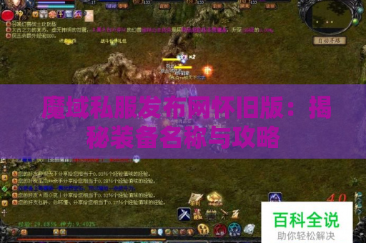  魔域私服发布网怀旧版：揭秘装备名称与攻略